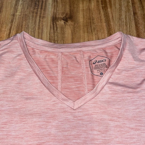 ASICS women’s shirt Large top Heather workout athletic running pink short sleeve - Picture 3 of 7